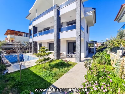 6+1 Detached Villa with Pool for Sale Near the Sea in Didim Akbük Center