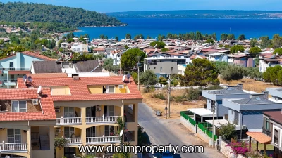 3+1 Duplex Apartment with Pool and Sea View for Sale in Didim Akbük Center