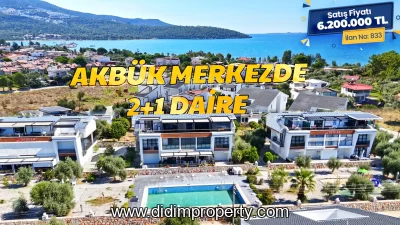 2+1 Apartment with Pool and Garden View for Sale in Didim Akbük Center