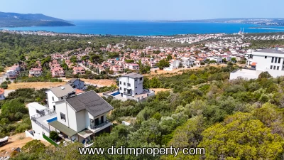 Detached Villa Plot with Sea View for Sale in Didim Akbük Belkop Site